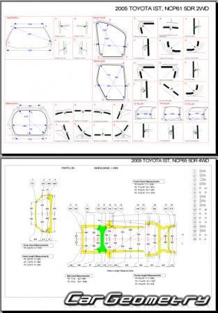 Toyota Ist (NCP60 NCP61 NCP65) 20022007 (RH Japanese market) Body dimensions