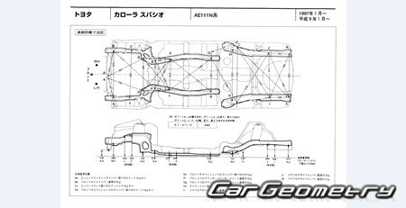 Toyota Corolla Spacio (AE111N AE115N) 1997-2001 (RH Japanese market) Body dimensions