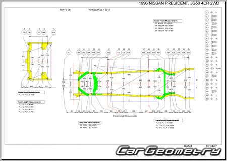   Nissan President (G50) 1990-2002 (RH Japanese market) Body dimensions