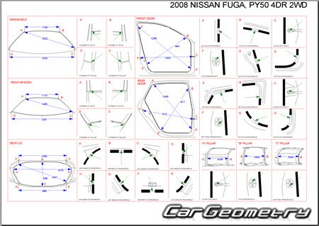   Nissan Fuga (Y50) 2004-2010 (RH Japanese market) Body dimensions