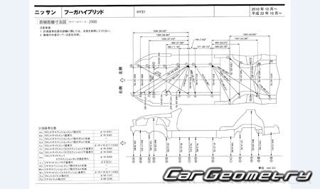   Nissan Fuga Hybrid (HY51) 2010-2017 (RH Japanese market) Body dimensions