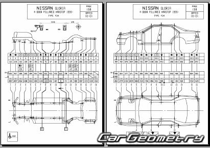 Nissan Cedric & Gloria (Y34) 1999-2004 (RH Japanese market) Body dimensions