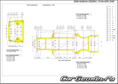 Nissan Cedric & Gloria (Y34) 1999-2004 (RH Japanese market) Body dimensions