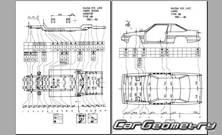 Mazda Cosmo & Luce (HB) 1981-1986 (RH Japanese market) Body dimensions