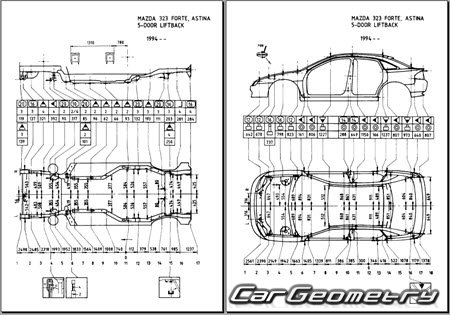 Mazda Lantis (CB) 1993-1997 (RH Japanese market) Body dimensions