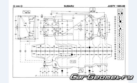 Subaru Justy (KA5 KA6 KA8) 1984-1988 (RH Japanese market) Body dimensions