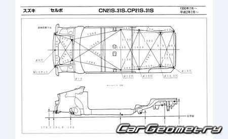 Suzuki Cervo 1990-1998 (RH Japanese market) Body dimensions