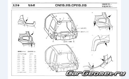 Suzuki Cervo 1990-1998 (RH Japanese market) Body dimensions