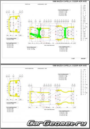 Mazda Capella (CG) 1994-1997 (RH Japanese market) Body dimensions