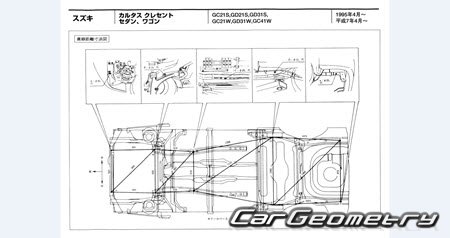 Suzuki Cultus (11S 21S 31S 41W) 1995-2002 (RH Japanese market) Body dimensions