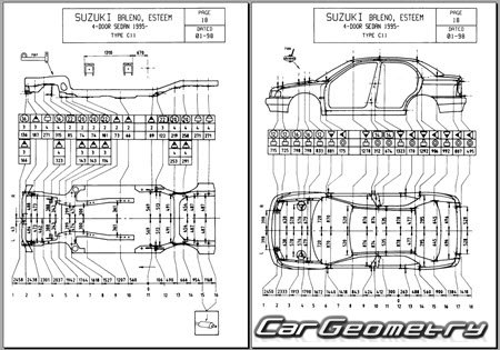 Suzuki Cultus (11S 21S 31S 41W) 1995-2002 (RH Japanese market) Body dimensions