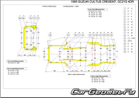 Suzuki Cultus (11S 21S 31S 41W) 1995-2002 (RH Japanese market) Body dimensions