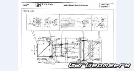 Suzuki Cultus (11S 21S 31S 41W) 1995-2002 (RH Japanese market) Body dimensions