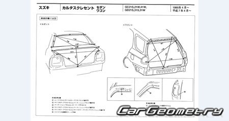 Suzuki Cultus (11S 21S 31S 41W) 1995-2002 (RH Japanese market) Body dimensions