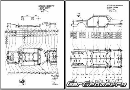 Mitsubishi Debonair (S11A S12A) 19861992 (RH Japanese market) Body dimensions