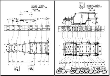 Mitsubishi Pajero 1982-1990 (RH Japanese market) Body dimensions