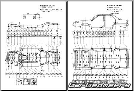 Mitsubishi Eterna & Galant 1983-1990 (RH Japanese market) Body dimensions