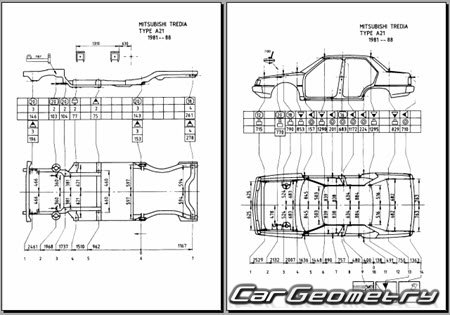 Mitsubishi Cordia & Tredia 1982-1987 (RH Japanese market) Body dimensions