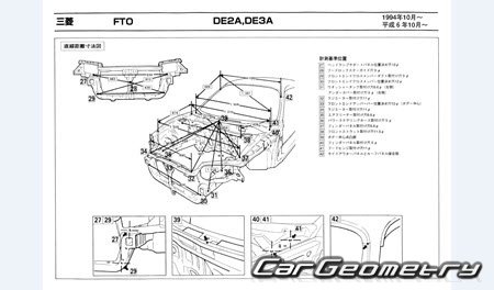 Mitsubishi FTO (DE2A DE3A) 1994-2001 (RH Japanese market) Body dimensions