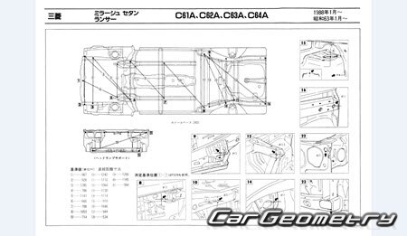 Mitsubishi Lancer & Mirage 1988-1991 (RH Japanese market) Body dimensions