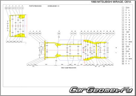 Mitsubishi Lancer & Mirage 1988-1991 (RH Japanese market) Body dimensions