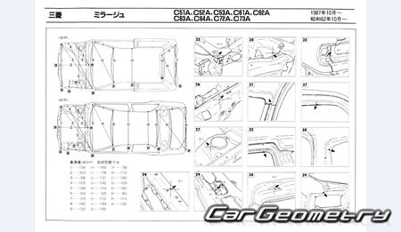 Mitsubishi Lancer & Mirage 1988-1991 (RH Japanese market) Body dimensions