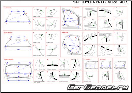 Toyota Prius (NHW10) 1997-2003 (RH Japanese market) Body dimensions