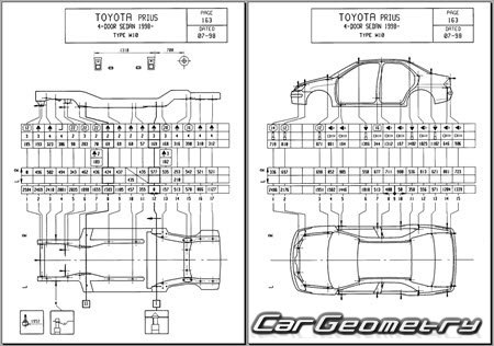 Toyota Prius (NHW10) 1997-2003 (RH Japanese market) Body dimensions