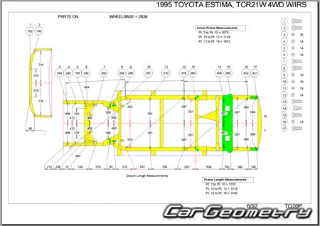 Toyota Estima (CR1# CR2#) 1990-1999 (RH Japanese market) Body dimensions