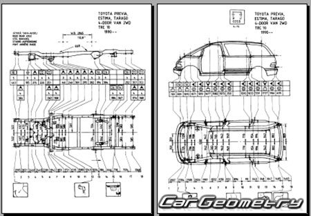 Toyota Estima (CR1# CR2#) 1990-1999 (RH Japanese market) Body dimensions