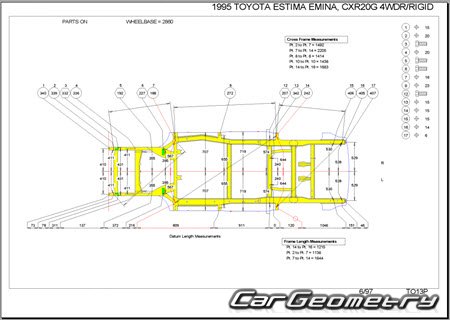 Toyota Estima Emina & Lucida 1992-1999 (RH Japanese market) Body dimensions