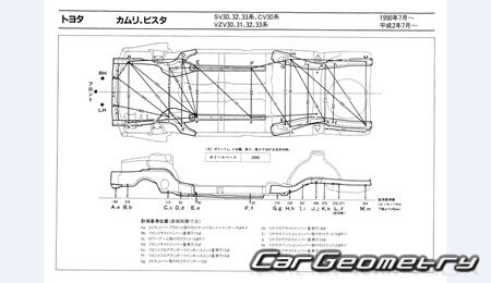 Toyota Camry & Vista (V30) 1990-1994 (RH Japanese market) Body dimensions