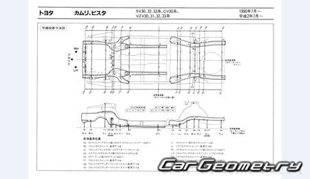 Toyota Camry & Vista (V30) 1990-1994 (RH Japanese market) Body dimensions