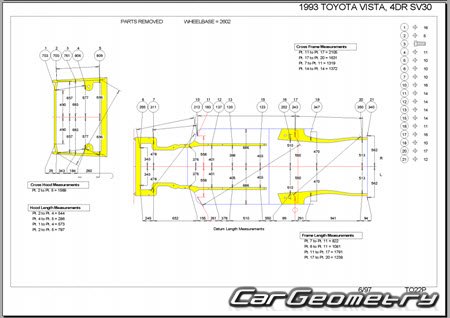 Toyota Camry & Vista (V30) 1990-1994 (RH Japanese market) Body dimensions