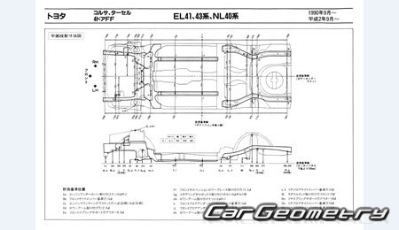 Toyota Corsa & Corolla II & Tercel (EL40) 1990-1994 (RH Japanese market) Body dimensions