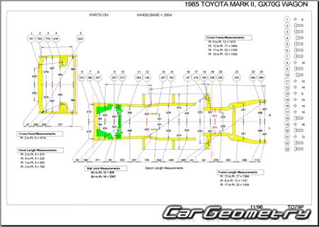 Toyota Cresta & Chaser & Mark II (X70) 1984-1988 (RH Japanese market) Body dimensions