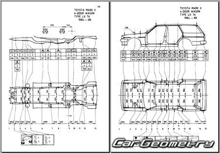 Toyota Cresta & Chaser & Mark II (X70) 1984-1988 (RH Japanese market) Body dimensions