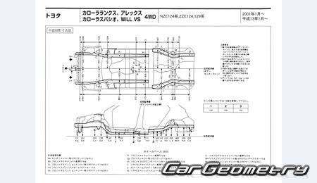 Toyota WiLL VS 2001-2004 (RH Japanese market) Body dimensions