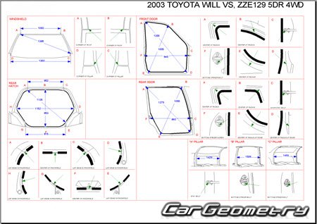 Toyota WiLL VS 2001-2004 (RH Japanese market) Body dimensions