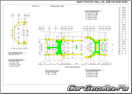 Toyota WiLL VS 2001-2004 (RH Japanese market) Body dimensions