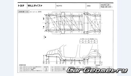 Toyota WiLL Cypha 2002-2005 (RH Japanese market) Body dimensions