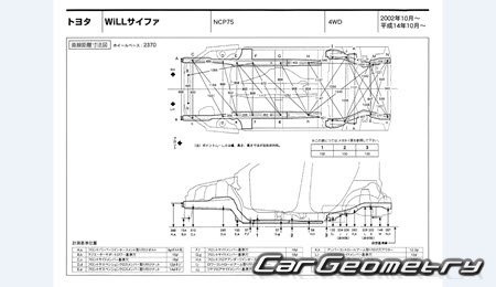 Toyota WiLL Cypha 2002-2005 (RH Japanese market) Body dimensions