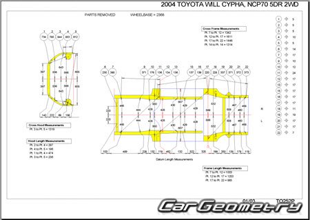 Toyota WiLL Cypha 2002-2005 (RH Japanese market) Body dimensions