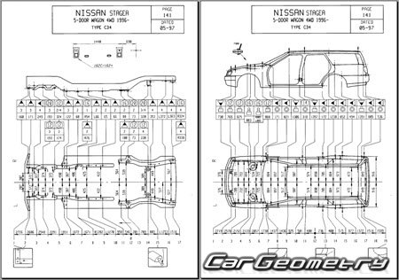 Nissan Stagea (WC34) 19962001 (RH Japanese market) Body dimensions