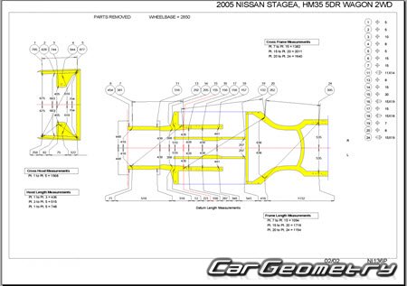   Nissan Stagea (M35) 2001-2007 (RH Japanese market) Body dimensions