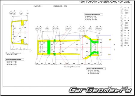 Toyota Chaser (X90) 1992-1996 (RH Japanese market) Body dimensions