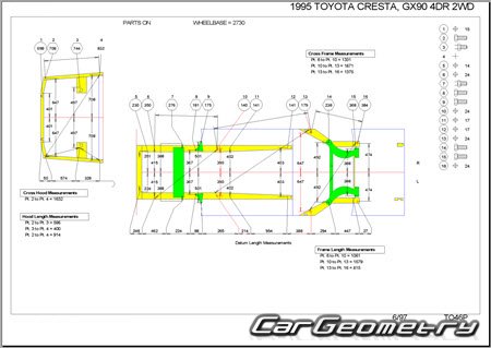 Toyota Cresta (X90) 1992-1996 (RH Japanese market) Body dimensions