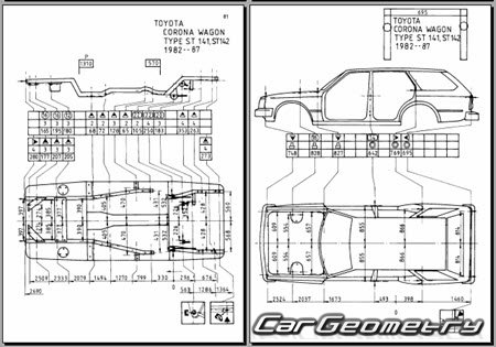 Toyota Corona (T140) 1982-1987 (RH Japanese market) Body dimensions