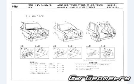 Toyota Corona (T140) 1982-1987 (RH Japanese market) Body dimensions