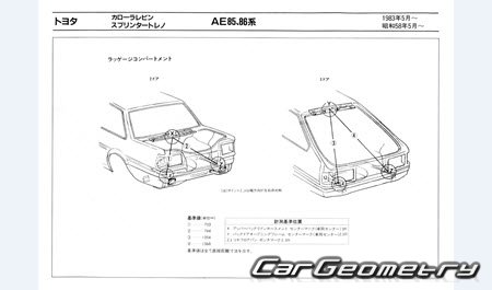 Toyota Corolla Levin & Sprinter Trueno 1983-1987 (RH Japanese market) Body dimensions